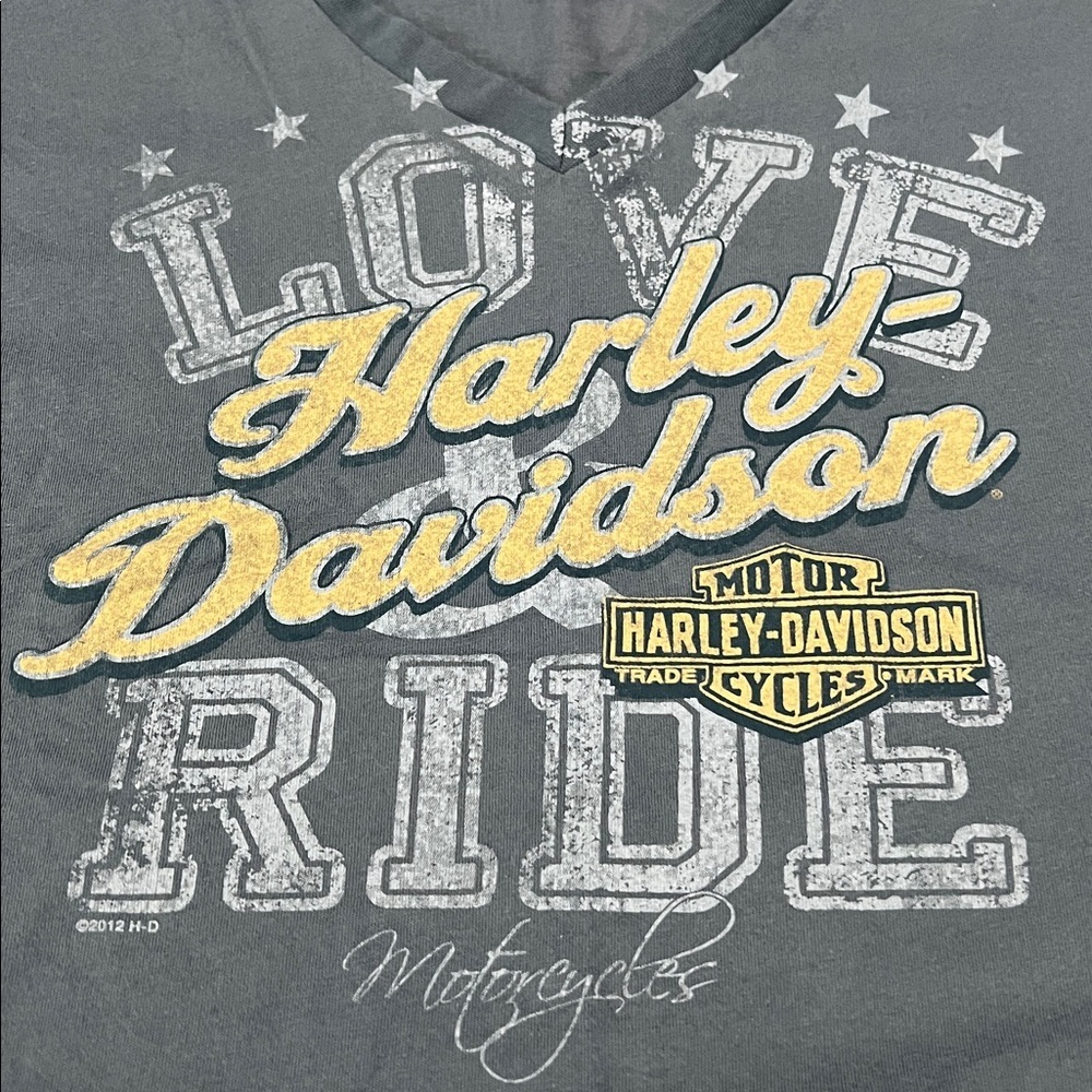 Harley Davidson VNeck Graphic TShirt Blue Size XL